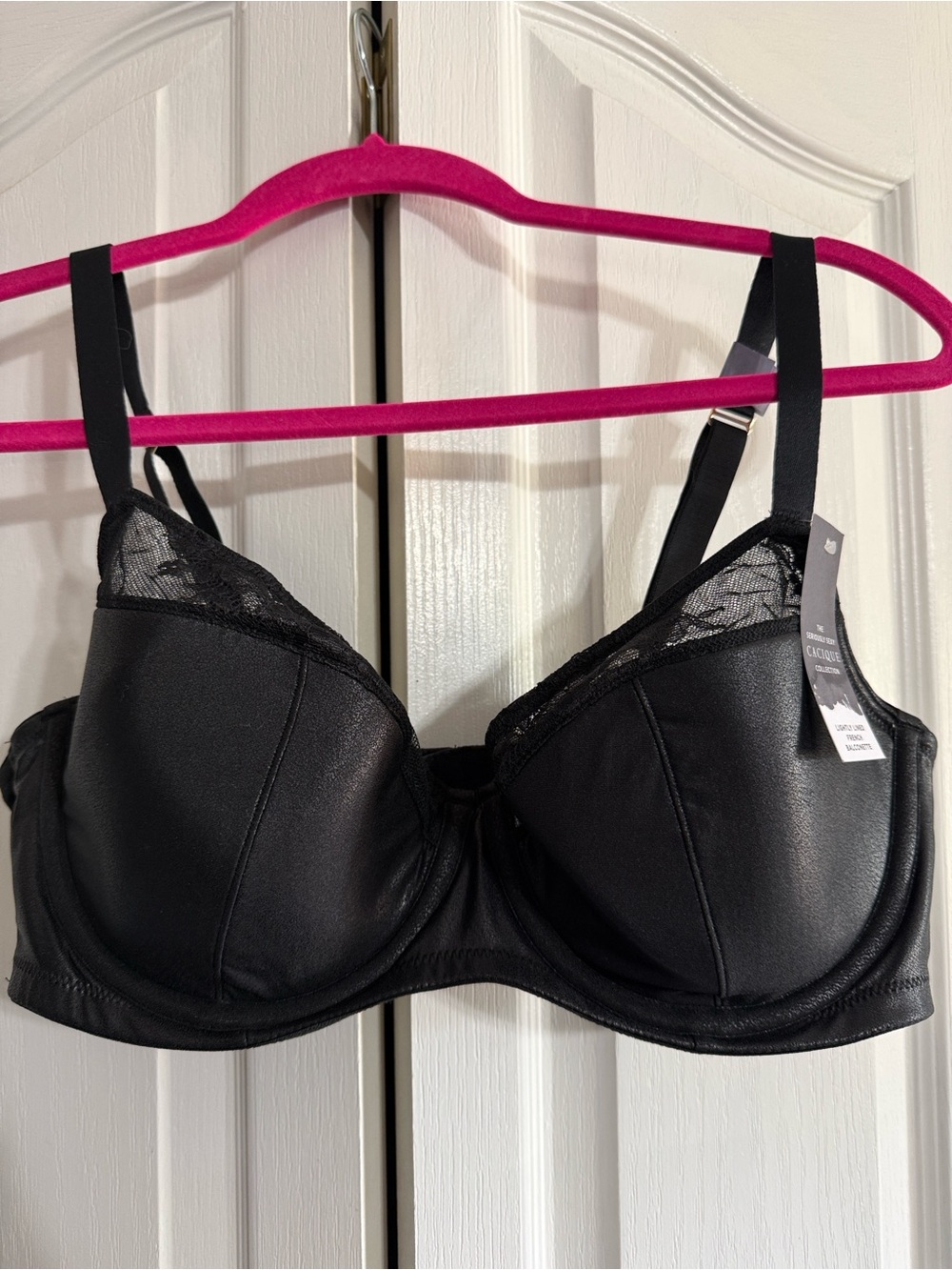 Cacique Black Lace-Trim Underwire Bra